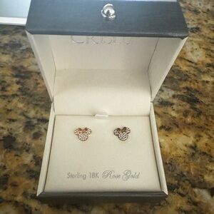 CRISLU Disney Parks Exclusive Sterling 18k Rose Gold Earrings Minnie Mouse
